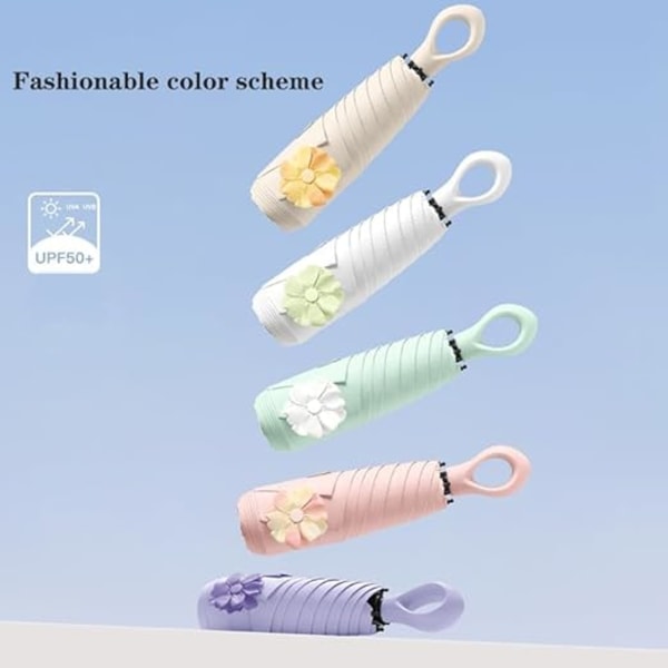 Mini sol paraply reseparaply ringhandtag beläggningsskikt tyg kompakt hopfällbart paraply/lätt liten bärbar ryggsäck/regn sol, rosa