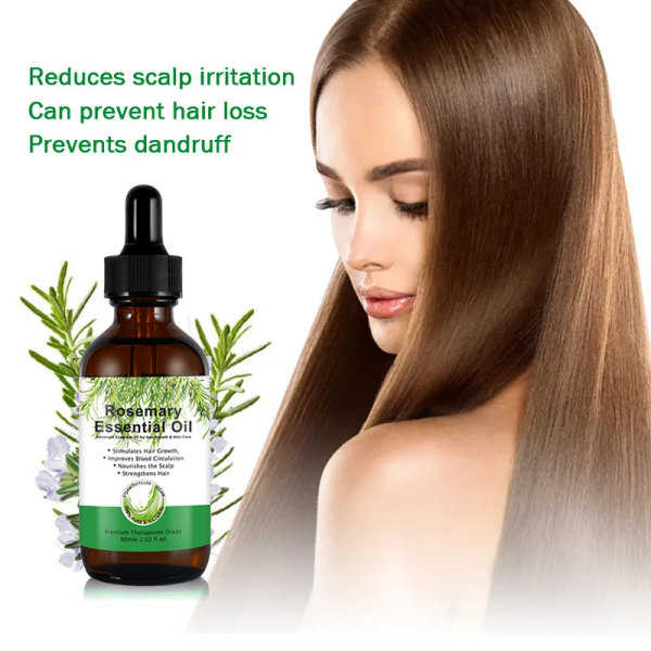 Rosmarinolja för hårväxt, förbättrar håravfall och ger näring åt hårbotten, naturlig hårväxtolja främjar hår för män kvinnor