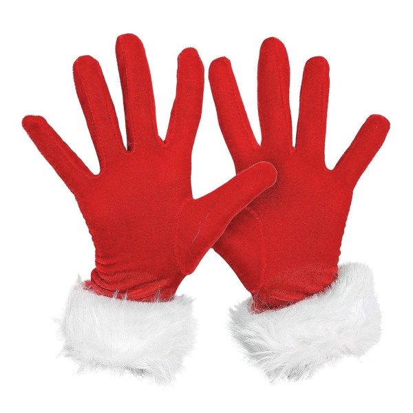 Joulupukin hanskat, punaiset hanskat, joissa on valkoinen karvainen mansetti, samettinen joulupukkitarvike cosplay-asuun