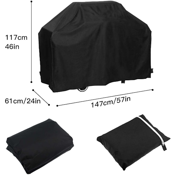 Grilli suojus, Grilli suojaava BBQ suojus, Grilli suojus Tuulenpitävä/UV-suoja/Vedenpitävä/Kosteudenkestävä/Pölytiivis 147x61x117cm