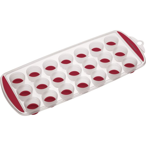 Isterningbakke med silikonebund, 21 pop-out isterninger, 11,9 x 29,9 x 2,5 cm, rød Red