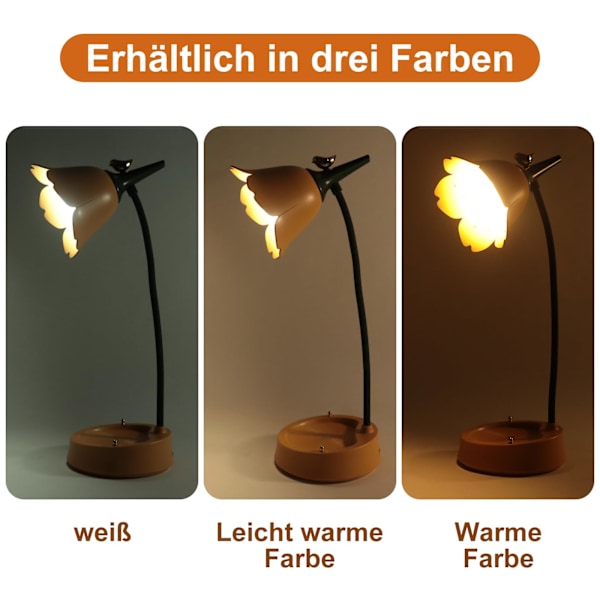 Børne skrivebordslampe, Sky dæmpbar LED bordlampe med 3 farvetemperaturer, genopladelig skrivebordslampe med berøringssensor og fleksibel arm blue