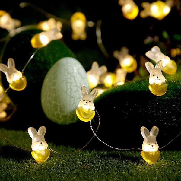 Påskdekoration ljusslinga 10ft 30 LED kaninformade påsk koppartråds ljusslinga batteridriven påskägg ljusslinga