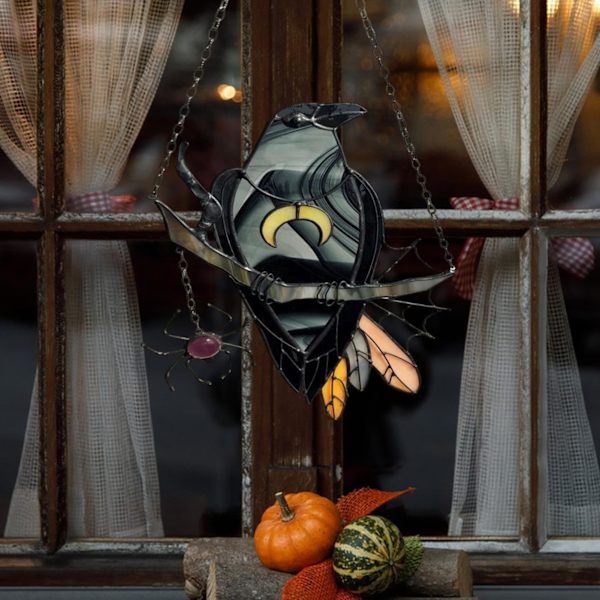 Halloween-korppi, ainutlaatuinen goottilainen korppiriipus, metalli taidekorppi, tyylikäs kodinsisustus, Halloween-tarvikkeet