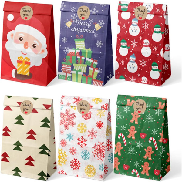 Julklappspapper Set - 6 Mönster (12 Ark) - Festligt Presentpapper för Gåvor