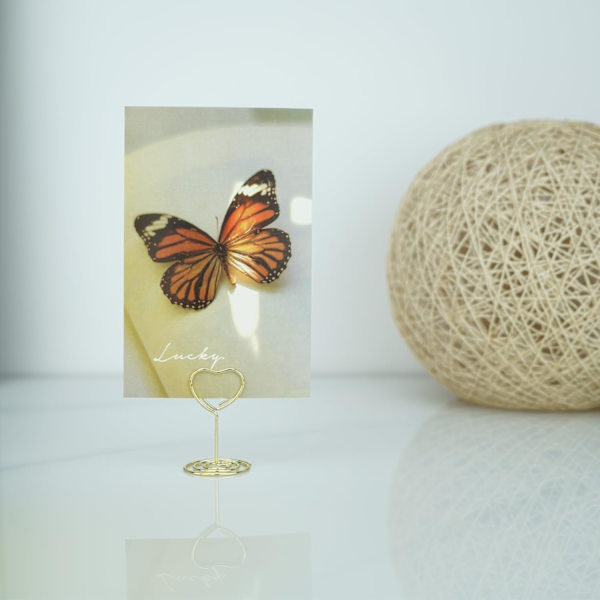 20 stk. Mini bordkortholder, bordkortholdere, hjerteformet bordskilt billedfotoholder menukortmemoklips (guld)