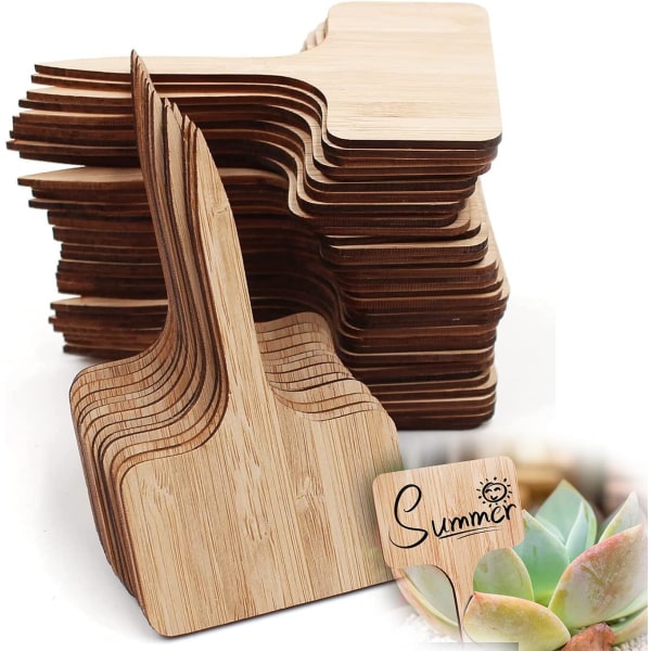 50 Pieces Seedling Plant Label, Vegetable Garden Planting Label, Outdoor Bamboo Plant Bamboo Wooden Label T-Type Markers