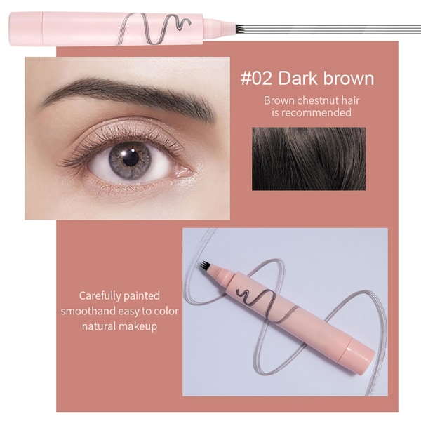 Øjenbrynsblyant Mørkebrun - Vandtæt øjenbrynsblyant - Makeup-brynsblyant til kvinder - Naturligt udseende Langtidsholdbar Skønhed Kosmetisk farvetoneværktøj
