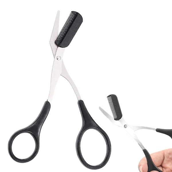 Øjenbryns trimmer saks, sort øjenbryns saks med kam rustfrit stål professionel præcision øjenbryns saks trimmer værktøj med kam