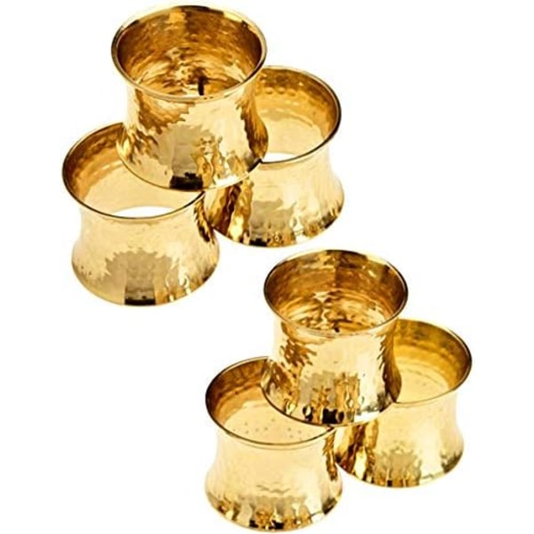 Håndlagde hamrede serviettringer, sett med 6, for middag, fest, daglig bruk, spiseborddekorasjon, gull Gold