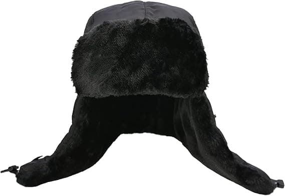 Unisex Vinterøreklapper, Trapper Hat, Hold Varmen Under Skøjteløb, Ski og Andre Udendørsaktiviteter, Sort Pels
