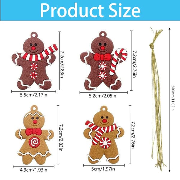 Pepperkake juletrepynt, 12 stk. Pepperkake ornament, Pepperkake mann ornament, Pepperkake mann