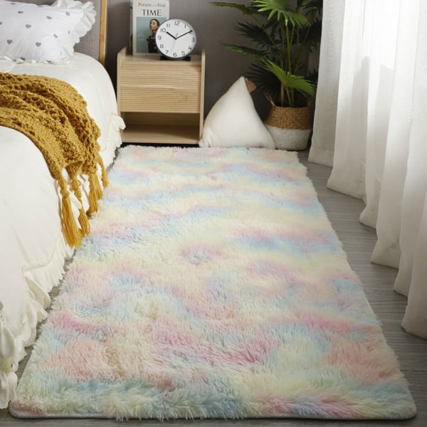 Dyb bunke tæppe, moderne, fluffy, blødt, soveværelse, gang, løber, udendørs tæppe, lang bunke pelse tæppe, imiteret pels, shaggy, almindelig sengetæppe 100*200cm