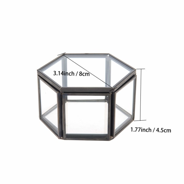 Ringbox ringbox glas smyckeskrin geometrisk förvaring ringar örhängen kedjor för vardagsrum bröllop black
