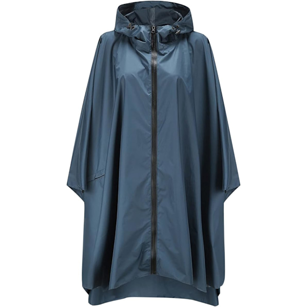 Regnjakke Dame Herre Regnponcho Regnfrakk Vanntett Lett Regnklær med Hette Regnkappe Jakke Regnponcho blue