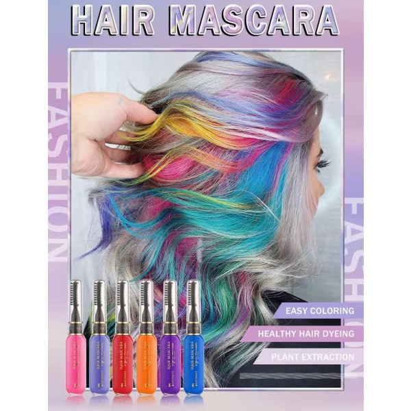 Hårkridt til piger- Nyt hårkridtkammascara Midlertidig vaskbar hårfarve til piger Kvinder-Ikke-giftig Instant hårfarvefarver (05#) Purple