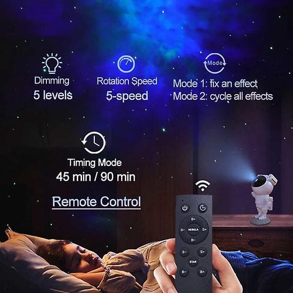 Galaxy Lampe - Nebula Stjerneprojektor Med Fjernkontroll Hvit