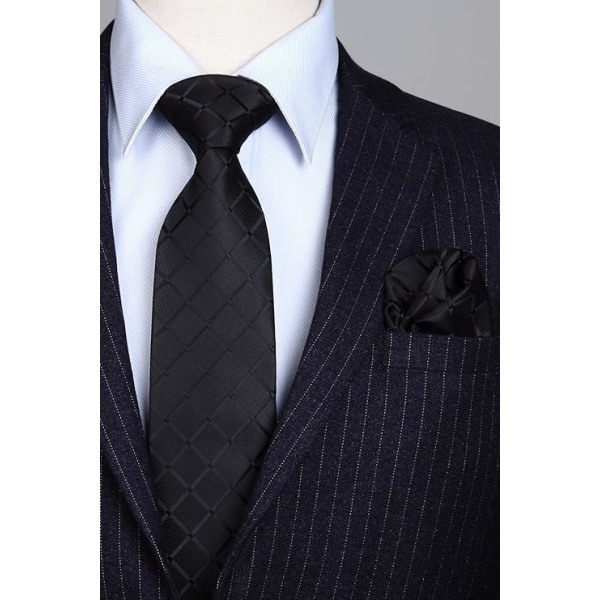 Slipslommetørkle for menn med rutete slips og firkantede lommer B