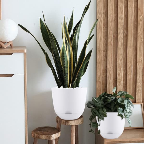 Innendørs og utendørs automatiske vanning blomsterpotter Hvit 13 cm (3stk) White M