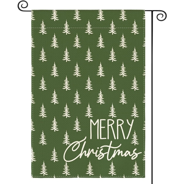 Juletræ Glædelig Jul Haveflag 12x18 Tommer Dobbeltsidet Ude, Festlig Ferie Have Udendørs Dekorativt Flag, Grøn