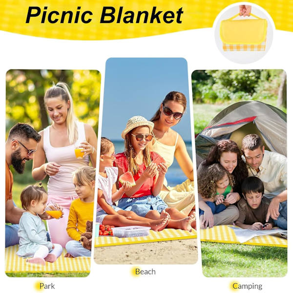 Udendørs Picnic Tæppe, Foldbart Vandtæt Sandtæppe, Stort Picnic Tæppe 80\" x 80\" til Strand Camping Vandreture Rejser - Grønne Blade