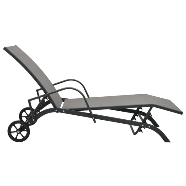vidaXL solsenger 2 stk med bord tekstilen og stål grå
