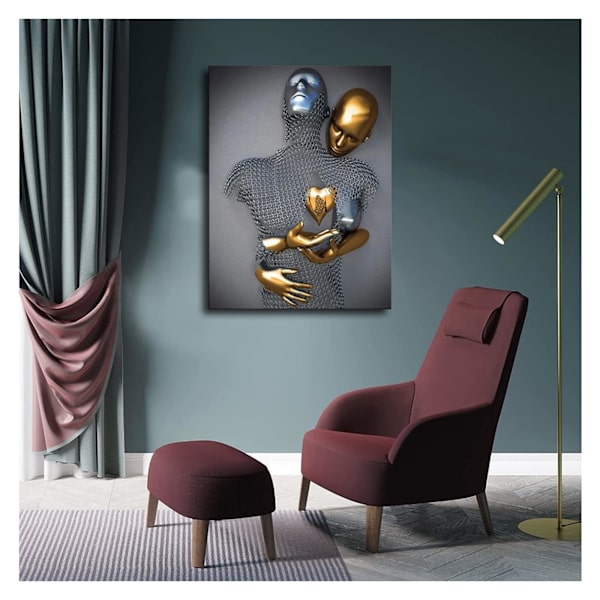 Par plakat, der krammer, Valentinsdagsgave, plakat, lærredstryk, maleri, billede, vægkunst, soveværelse, stue, dekoration 30*40cm