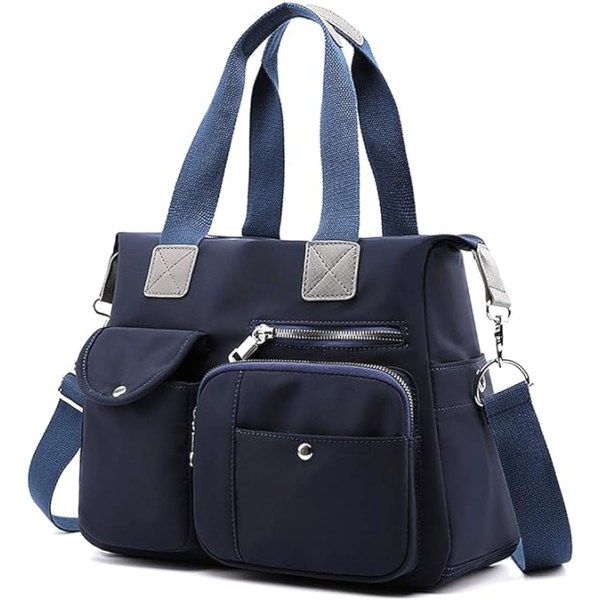 Toteväskor för kvinnor, snygg nylon damväska, axelväska, handväska, multifickor, arbetsväskor, vattenavvisande, resväska, crossbody (marinblå) Navy blue