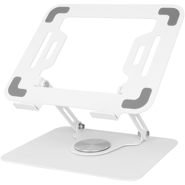 Bærbar PC-stativ med 360° roterende base, justerbart ergonomisk stativ (hvit) White