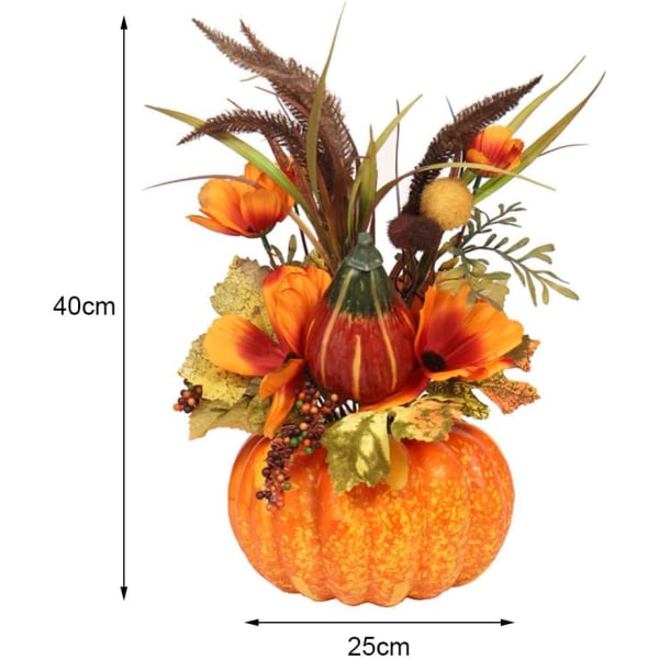 Large Artificial Pumpkin with Flowers and Berries Fall Decorations