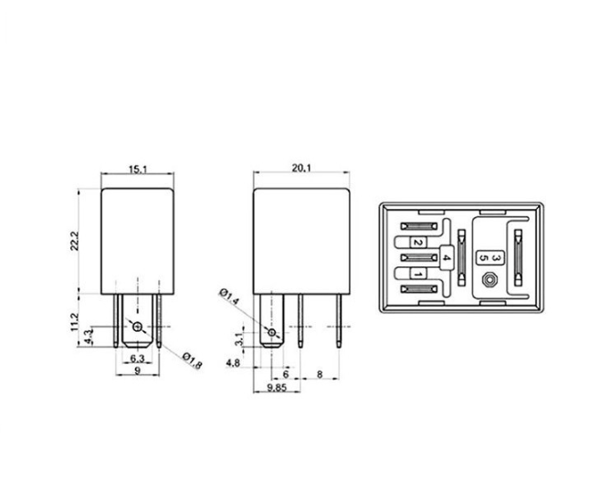 5PCS Relä 12V 40A 5 Pin, SPDT Multifunktionell Högpresterande 5 Pin 12VDC