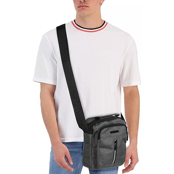 Olkalaukut miehille, crossbody-laukut pienet laukut miehille, miesten työlaukut rento laukku matkapuhelinlaukut työskentelyyn ja patikointiin（Harmaa） Gray
