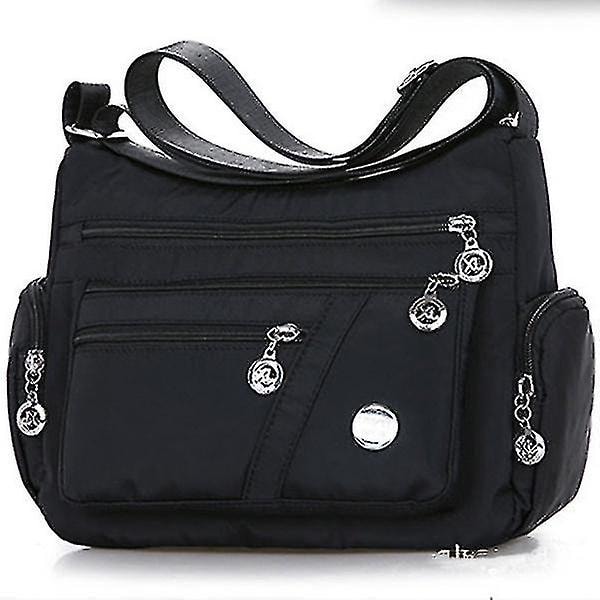 Modeväska i Vattentätt Nylon för Kvinnor, Enkelsidig Axelväska, Crossbody Väska, Handväska, Messenger Väska (Svart) black