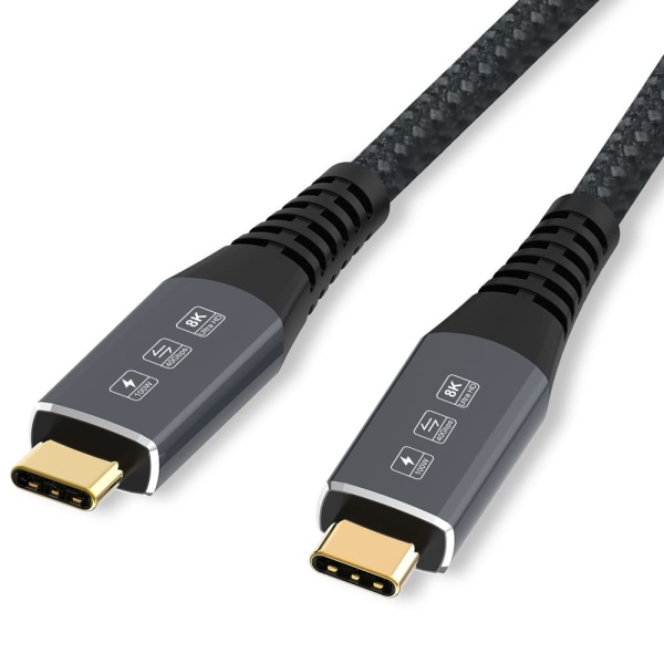 USB 4-kabel 1M 8K 5K M/M USB-C kompatibel med TB 3 5K/4K 60Hz Video 40Gbps Dataöverföringshastighet 20V 5A 100W Power 3 i 1