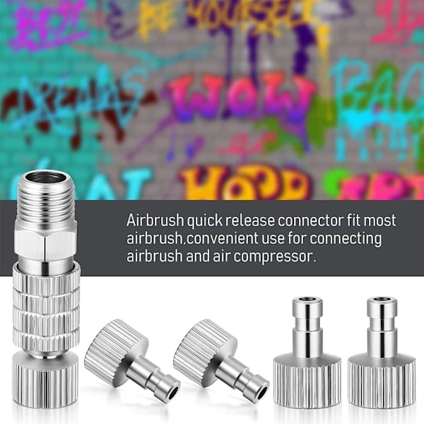 Pieces Airbrush Adapter Kit, Universal 1/8\" Hane-Hona Kopplingar Adapter, Metall Koppling för Airbrush Airbrush Metall Slanganslutning