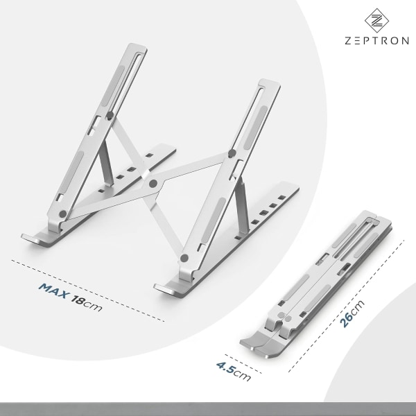 Foldbar bærbar aluminium bærbar computer stand | Skrivebordsstand med 6 niveauer højdejustering | Kompatibel til 11,6”/13,3 tommer bærbare computere notebooks（Sølv） silver