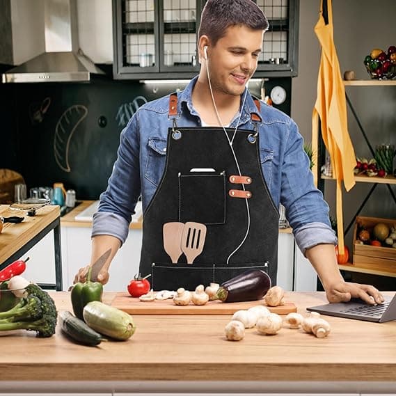 Kjøkkenforkle, arbeidsforkle, grillforkle, for grill, restaurant, hage, grill, kafé
