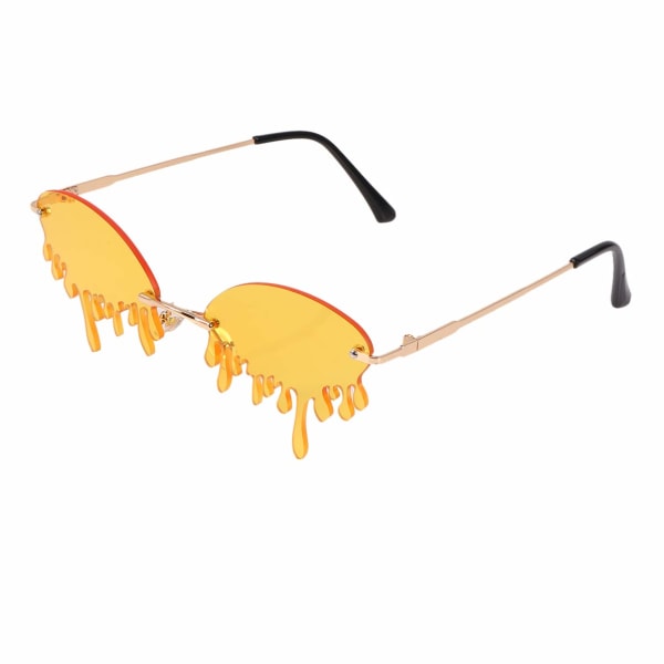 Modesolglasögon Båglösa, droppformade solglasögon, tårdrypande solglasögon för kvinnor Yellow