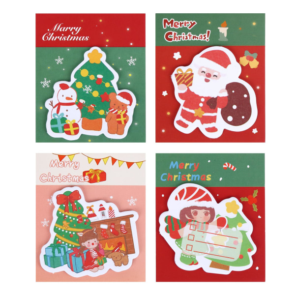 Julelapper,8 stk selvklebende julelapper selvklebende klistremerker Tagger,Mini julenotisblokksett Memonotater