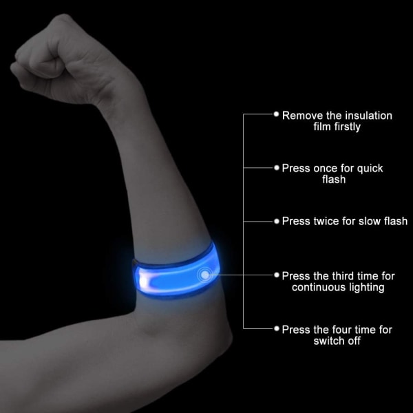 LED-ljusarmband, LED-reflekterande löpararmband, justerbart blinkande LED-säkerhetslöpararmband (4 st) Blue