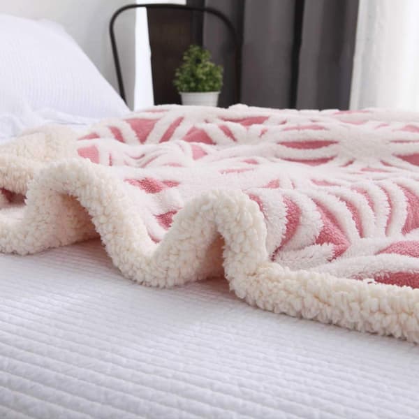 Mykt teppe til sofa - Varmt Sherpa-flanell teppe til sofa, tykt teppe til sofa, fluffy teppe til sofa pink 130*160cm