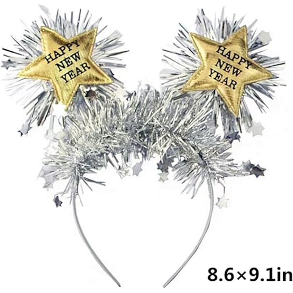 Onnellinen Uusivuosi Pääpanta Tiara Onnellinen Uusivuosi Pääpanta Tähti Boppereilla ja Kultaisella Tinselillä, Kimaltava Uusivuosi Pääpanta, Hopea