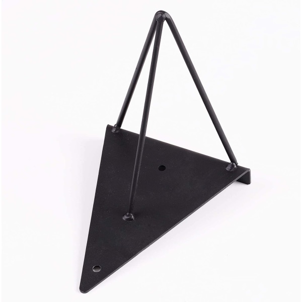 Sett med 2 Mid Century Geometric Prisme Metal Triangle Hyllebraketter - Svart - Tykk - Veggfeste