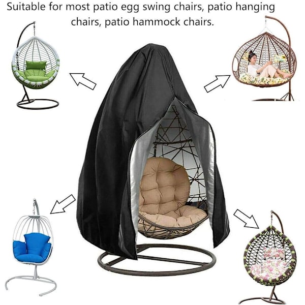 Tuolinpäällinen, Ripustettava riipputuolin päällinen, Vedenpitävät suojukset puutarhakeinuhuonekaluille Musta