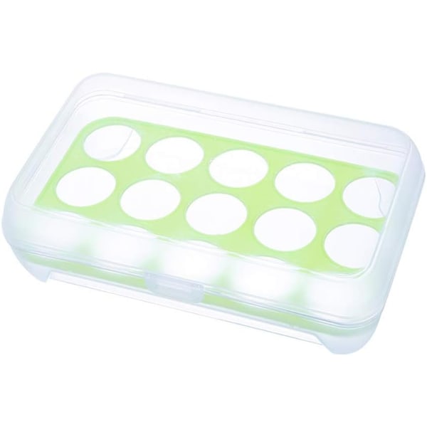 1 Piece Kitchen Refrigerator Eggs Storage Box 15 Eggs Holder Food Storage Container Storage Boxes Organizers(Green, Clear)