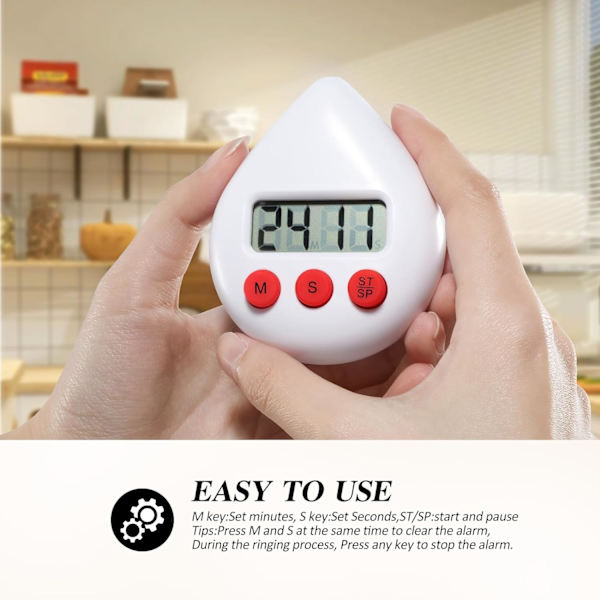 Digital Kök Timer-Nedräkning Uppräkning Timer-Magnetisk Nedräkning Timer med Stor Display-Matlagningstimer för Bakning, Kök, Studie( Vit) White