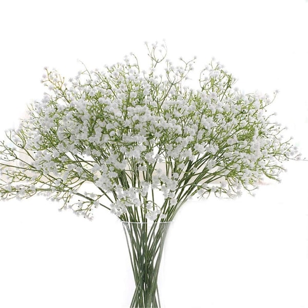 9 stjälkar konstgjorda andetag blommor Real Touch Silk Gypsophila buketter för kontor inomhus/utomhus bröllopsdekoration (vit)