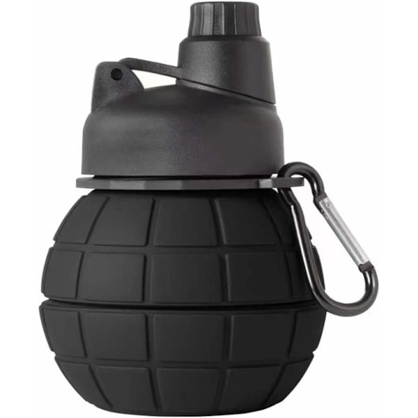 1 kpl 550 ml Kasaannetta Vesi Pullo, Uusiokäyttöinen Silikoninen Taittuva Ulkoilma Urheilupullo, Kannettava Matkalle Kuntosalille Leirintäalueelle Urheiluun, Musta