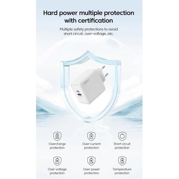 Laddare för, snabbladdning, 100W, PD + USB för iphone, xiaomi, huawei, redmi, samsung