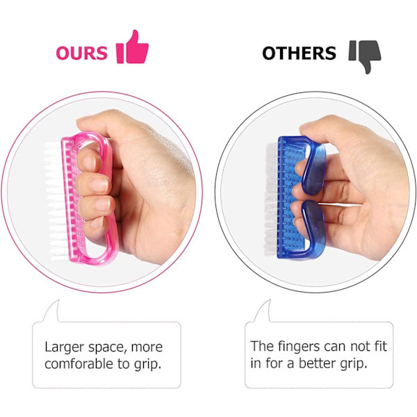 4 st nagelrengöringsborste, plastgrepp skrubbborste miljövänlig nagelborste med mjuka borst nagel manikyr dammborste